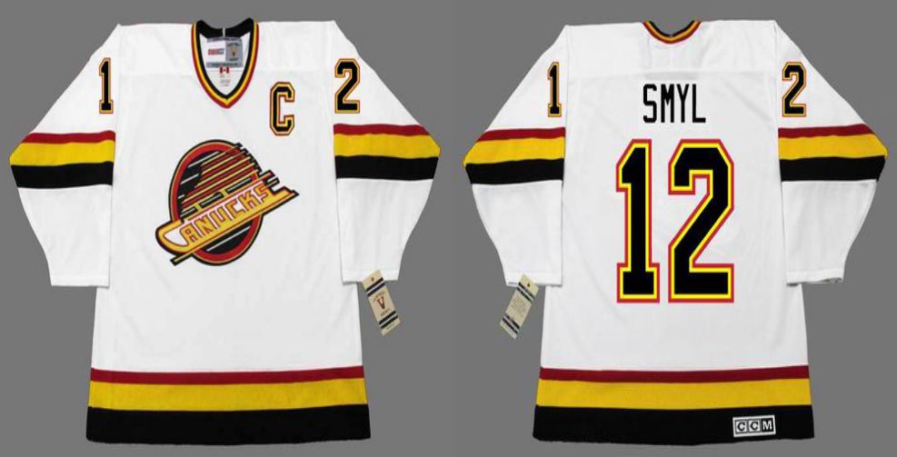 2019 Men Vancouver Canucks #12 Smyl White CCM NHL jerseys->vancouver canucks->NHL Jersey